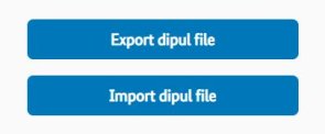 "Export dipul" file and "Import dipul file" buttons in menu "Operational Volumes"