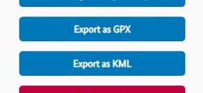 "Export as GPX" and "Export as KML" buttons in the "Geometry" menu