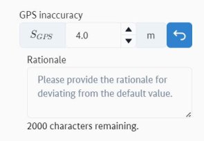Numerical input field with "Rationale" field when changing the default value